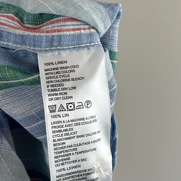 Tommy Bahama Men’s Break Line 100% Linen Striped Button Down Shirt Large Beachy - Picture 6 of 14